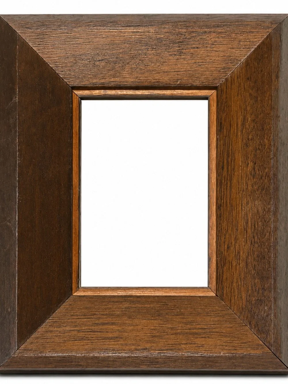 VTG Wood Picture Frame. Taupe Beige Grey Layered Stepped Moulding. Late 20th Cen
